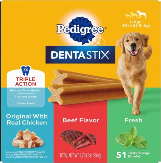 Large Dog Dental Care Treats Original, Beef & Fresh Variety Pack